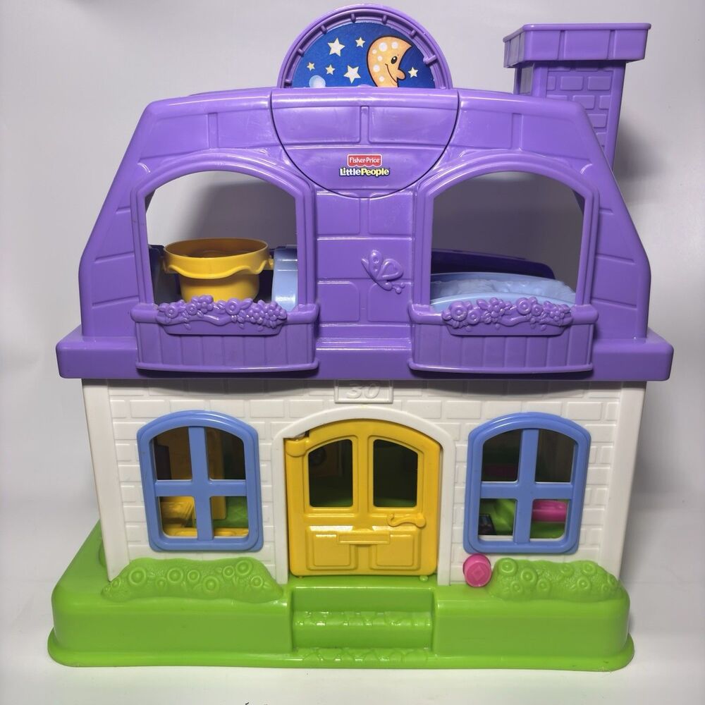 2008 Fisher Price House "Little People Happy Sounds Home" Purple-Tested WORKED